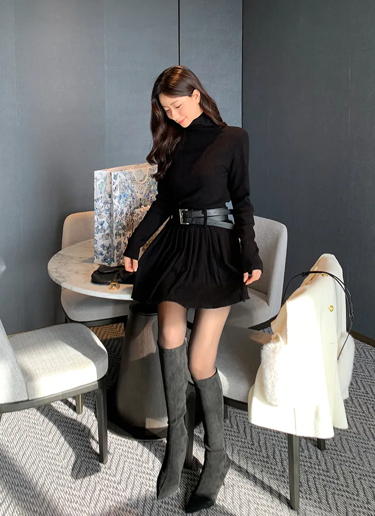 タートルネックニット&ニットスカートSET | レディースファッション  