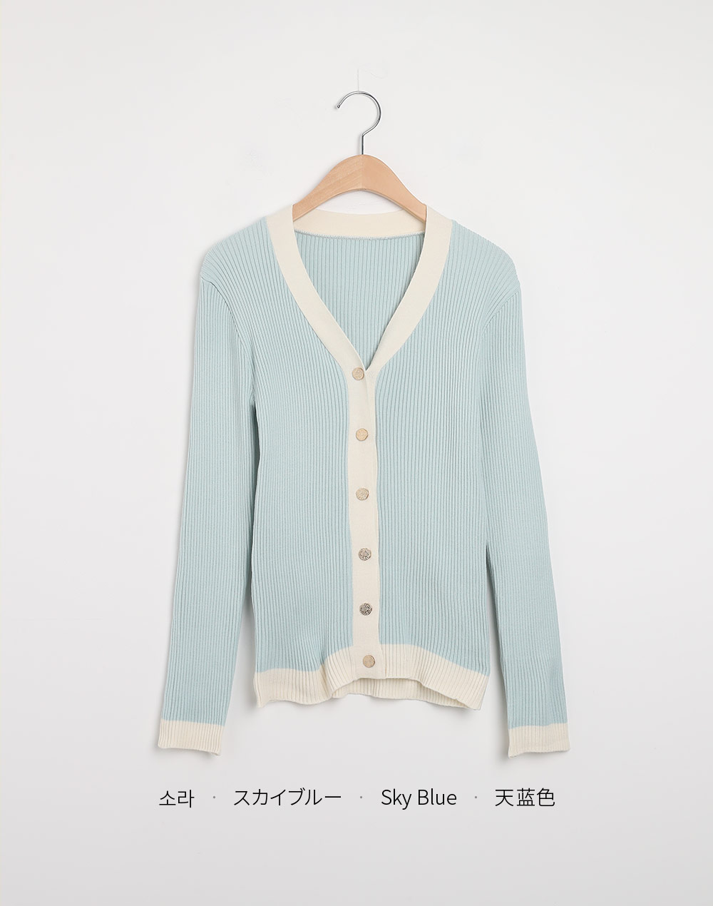 ゴールドボタンリブ配色カーディガン | DHOLIC | 詳細画像16