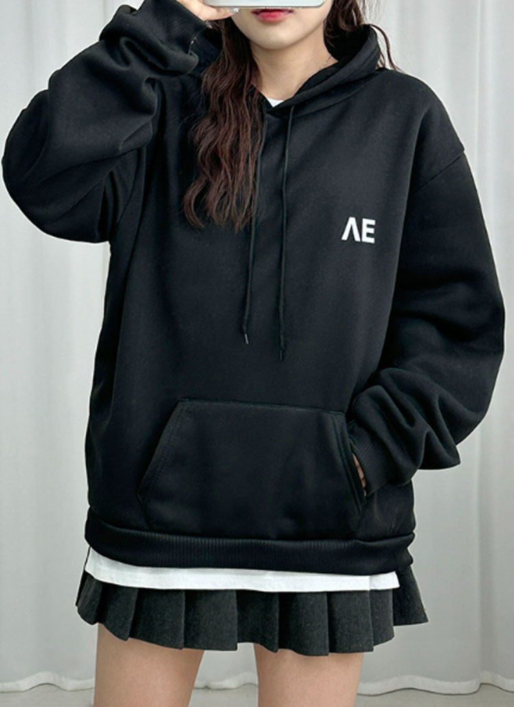 AEAE ネイビー クロップドパーカー ロゴ刺繍
