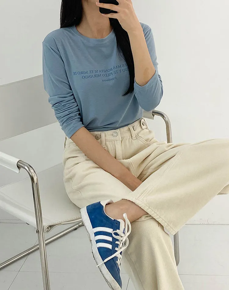 裏起毛レタリング長袖Tシャツ | DHOLIC | 詳細画像1
