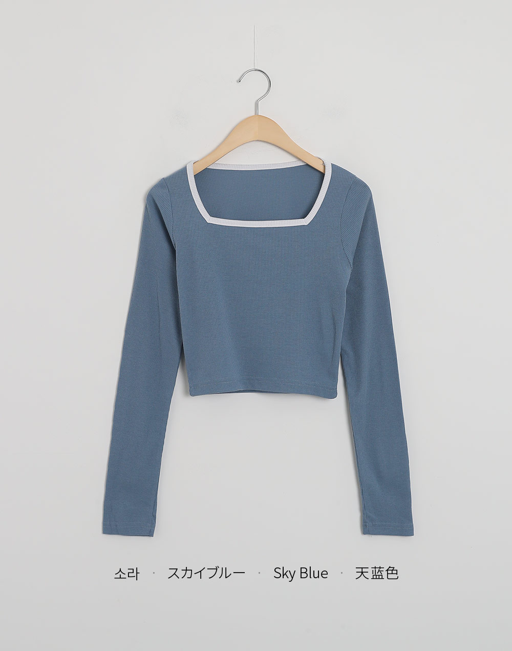 配色スクエアネックリブTシャツ | DHOLIC | 詳細画像15