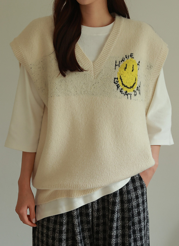 オーバーフィットスマイルニットベスト | レディースファッション通販