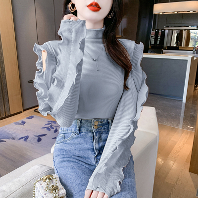 フリル付きホワイトTシャツ AFTER WORK メロウフリルハーフネックTシャツ | レディースファッション通販 - DHOLIC