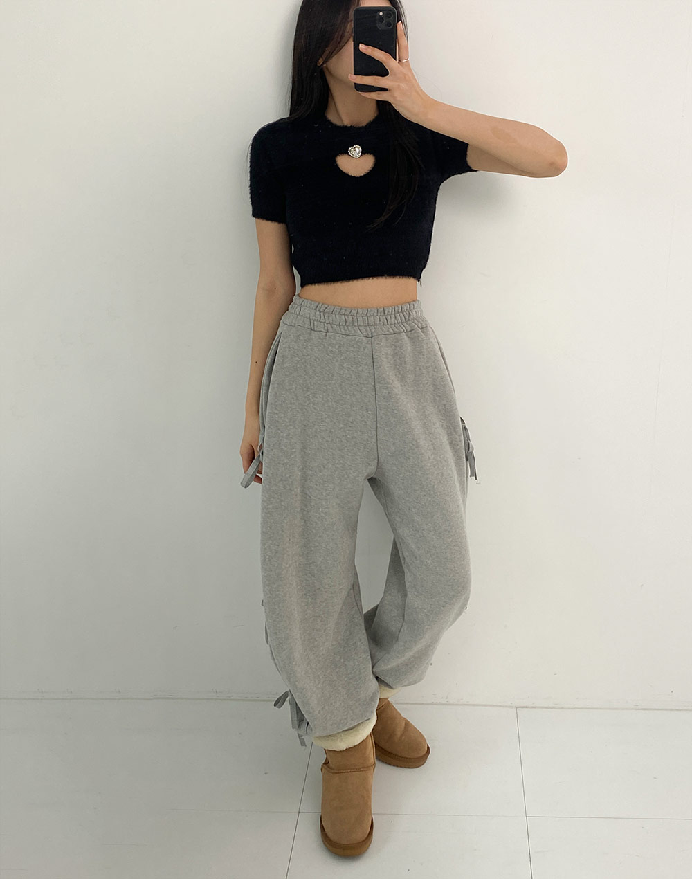 ファー半袖ニット