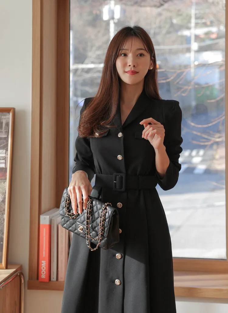 ショールカラーボタンワンピース | レディースファッション通販 - DHOLIC 