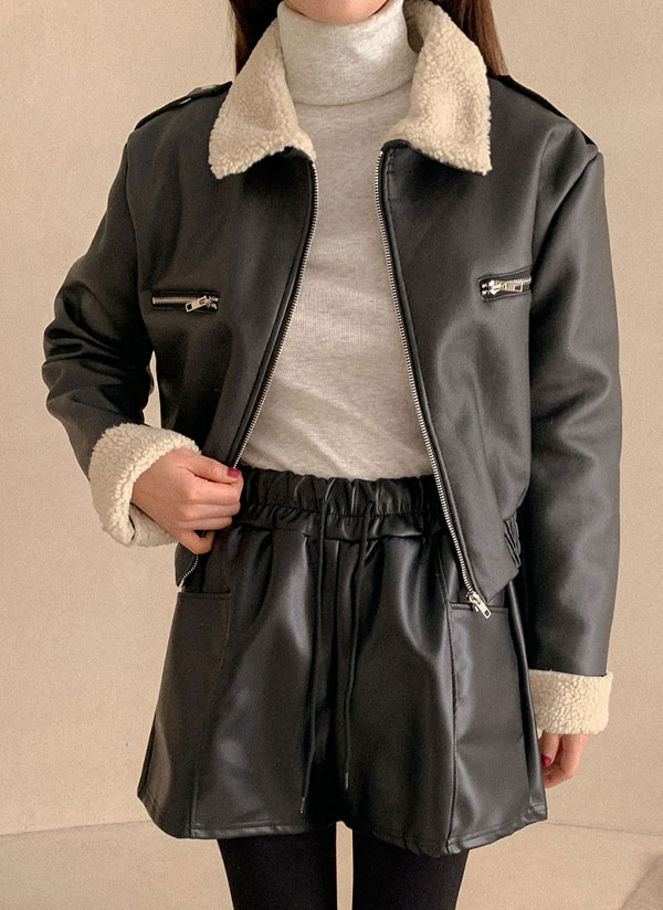 ボア裏地レザー調ジャケット | レディースファッション通販 - DHOLIC