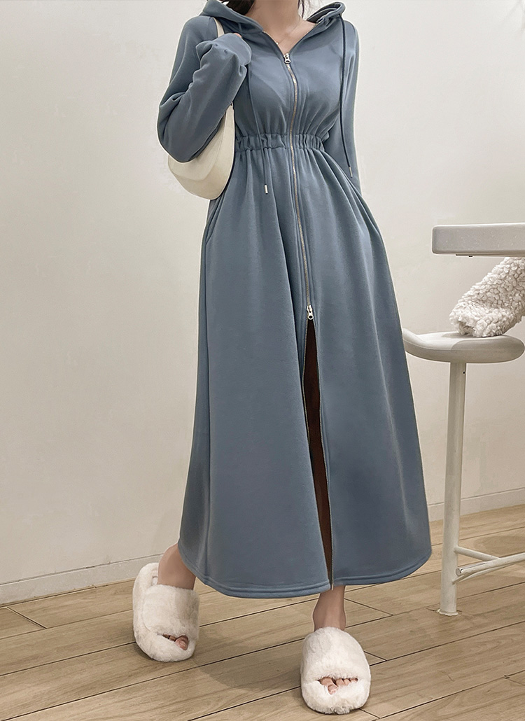 裏起毛ダブルジップパーカーワンピース | レディースファッション通販