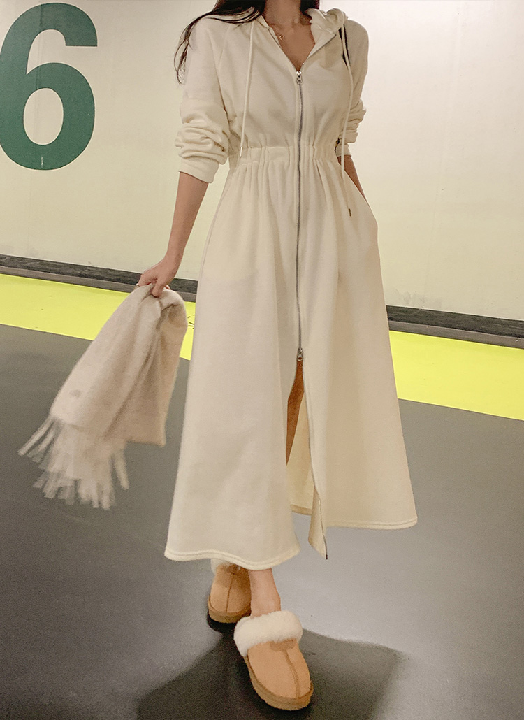 裏起毛ダブルジップパーカーワンピース | レディースファッション通販