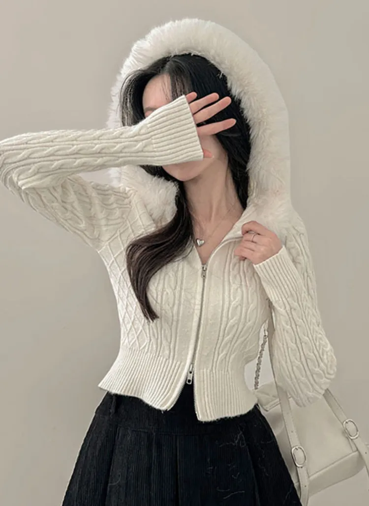 メゾンドドルチェ maison de dolce ファーリーニット カーディガン  