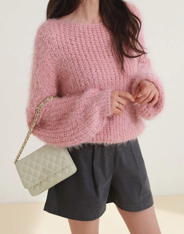 ボートネックシャギーローゲージニット | DHOLIC | 詳細画像1