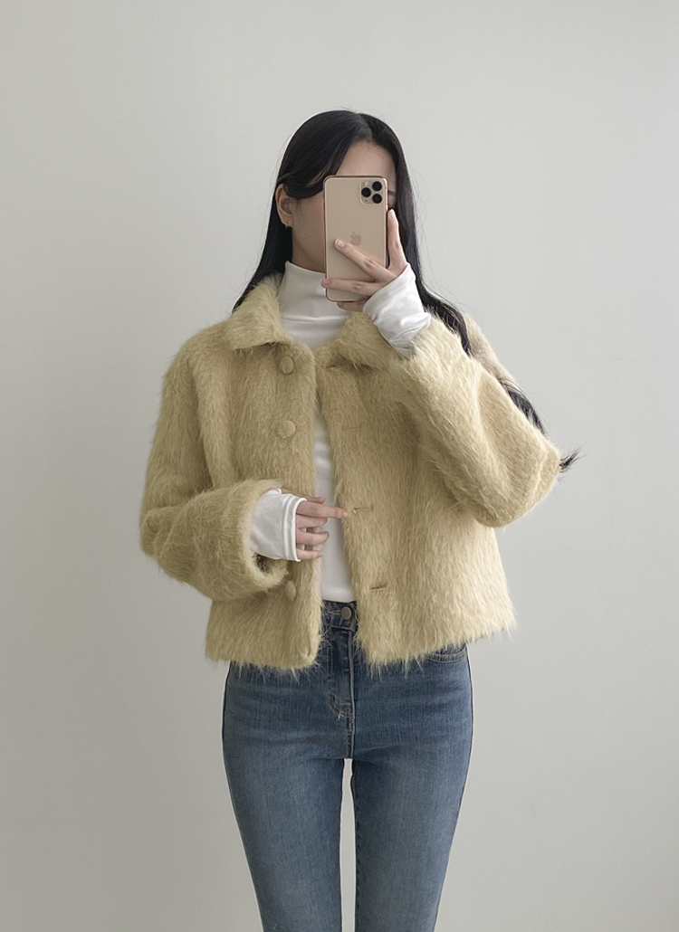 くるみボタンシャギージャケット | レディースファッション通販 - DHOLIC