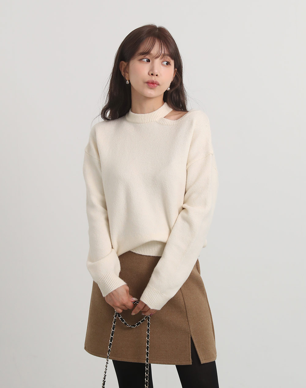 スリットラウンドネックニット | DHOLIC | 詳細画像3