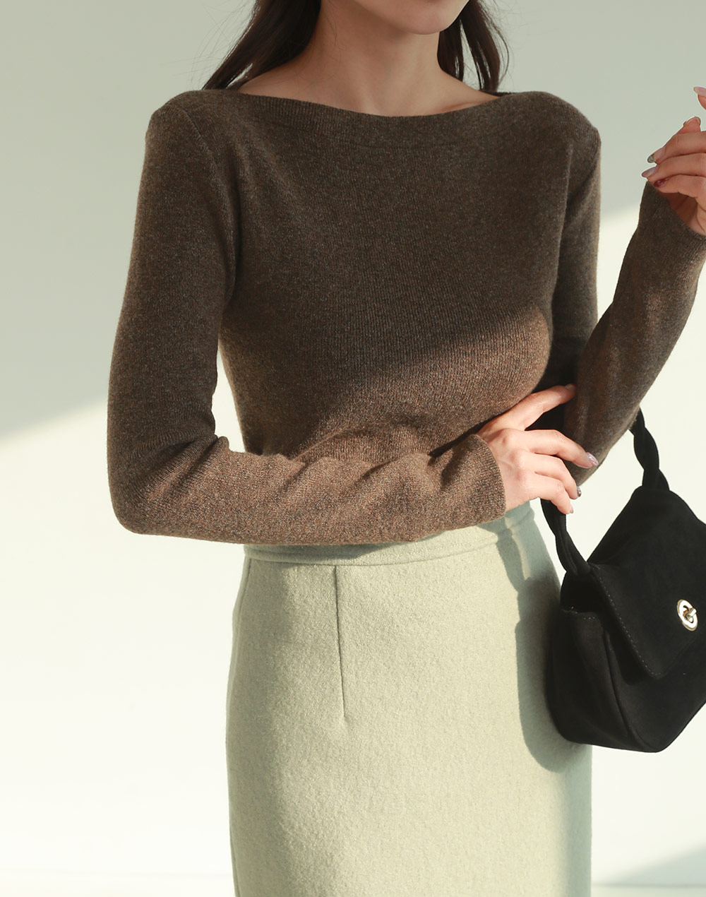 ボートネック長袖リブニット | DHOLIC | 詳細画像7