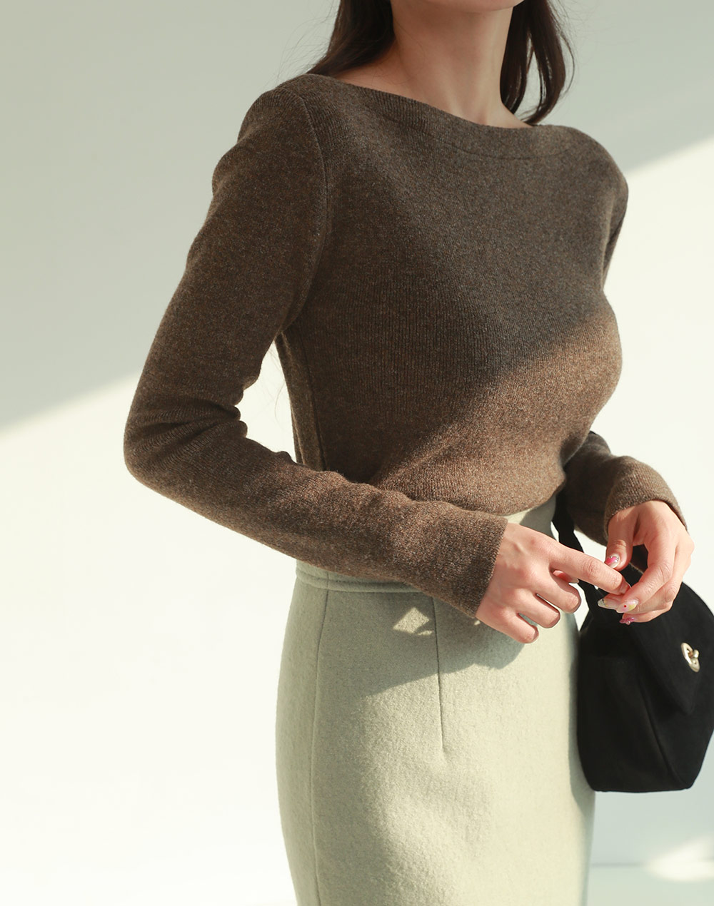 ボートネック長袖リブニット | DHOLIC | 詳細画像12