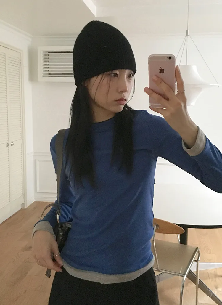 重ね着風クロップド長袖Tシャツ | WONDERWONDER | 詳細画像1