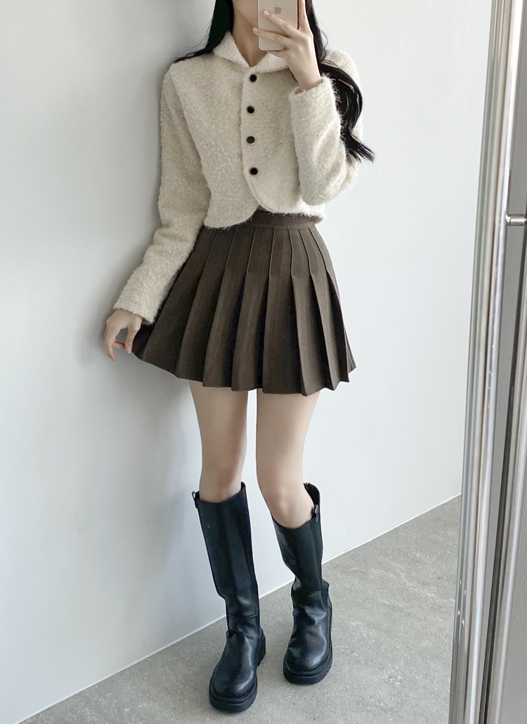 パンツ裏地メルトンタッチプリーツミニスカート | レディース