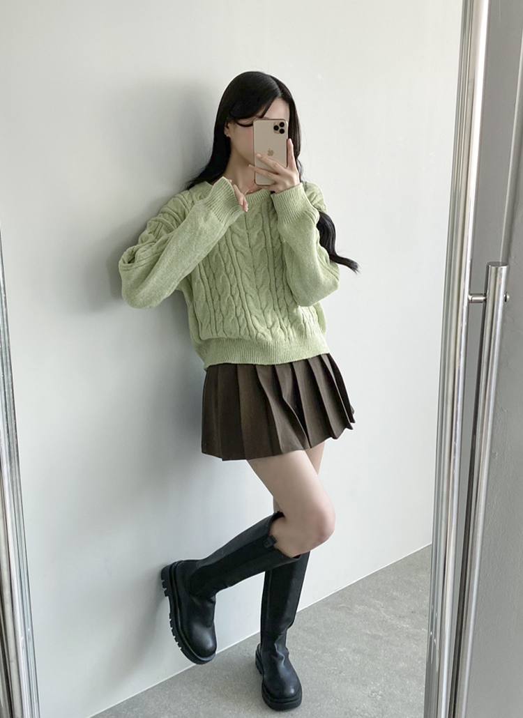 パンツ裏地メルトンタッチプリーツミニスカート | レディース