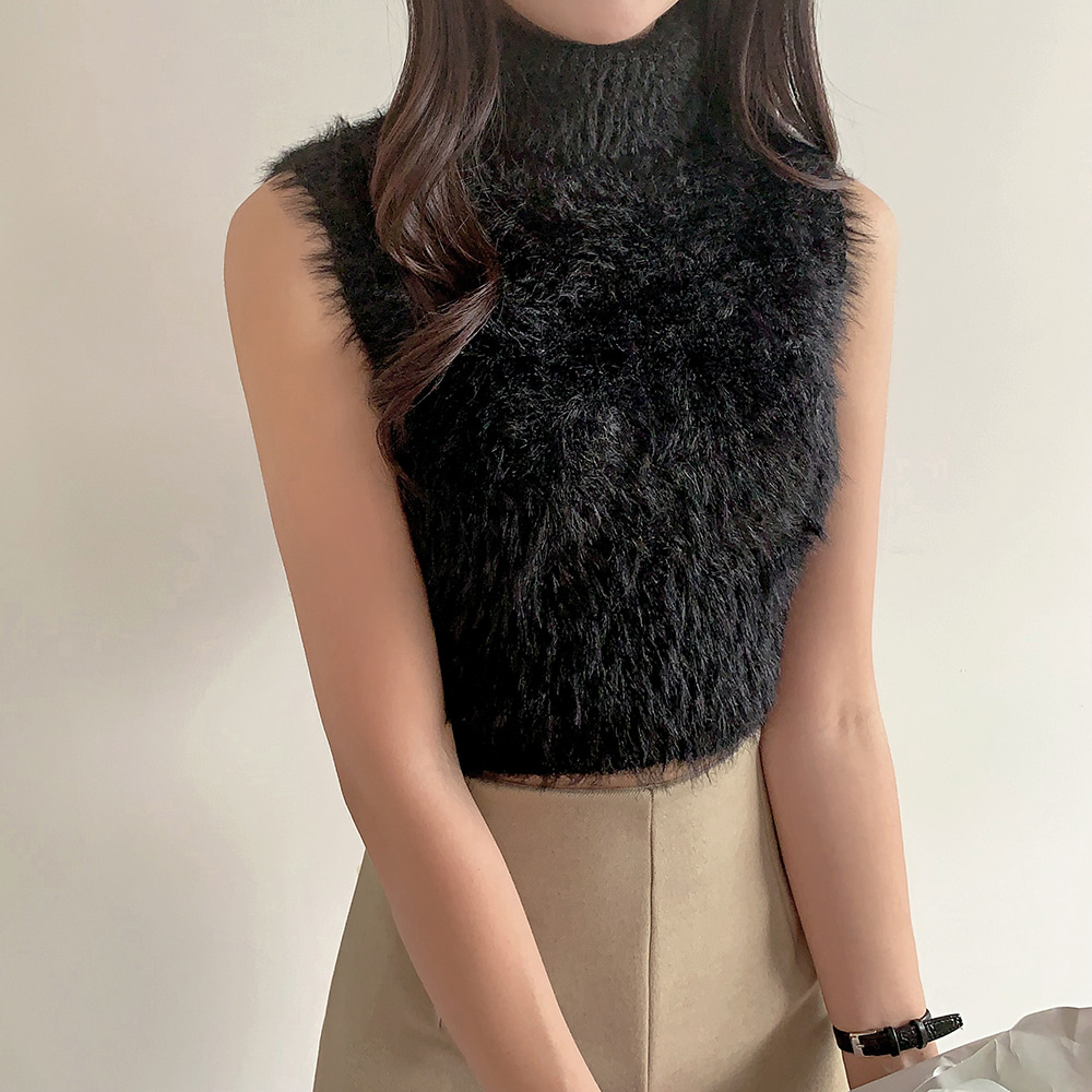 ハイネックシャギーニットノースリーブ | レディースファッション通販