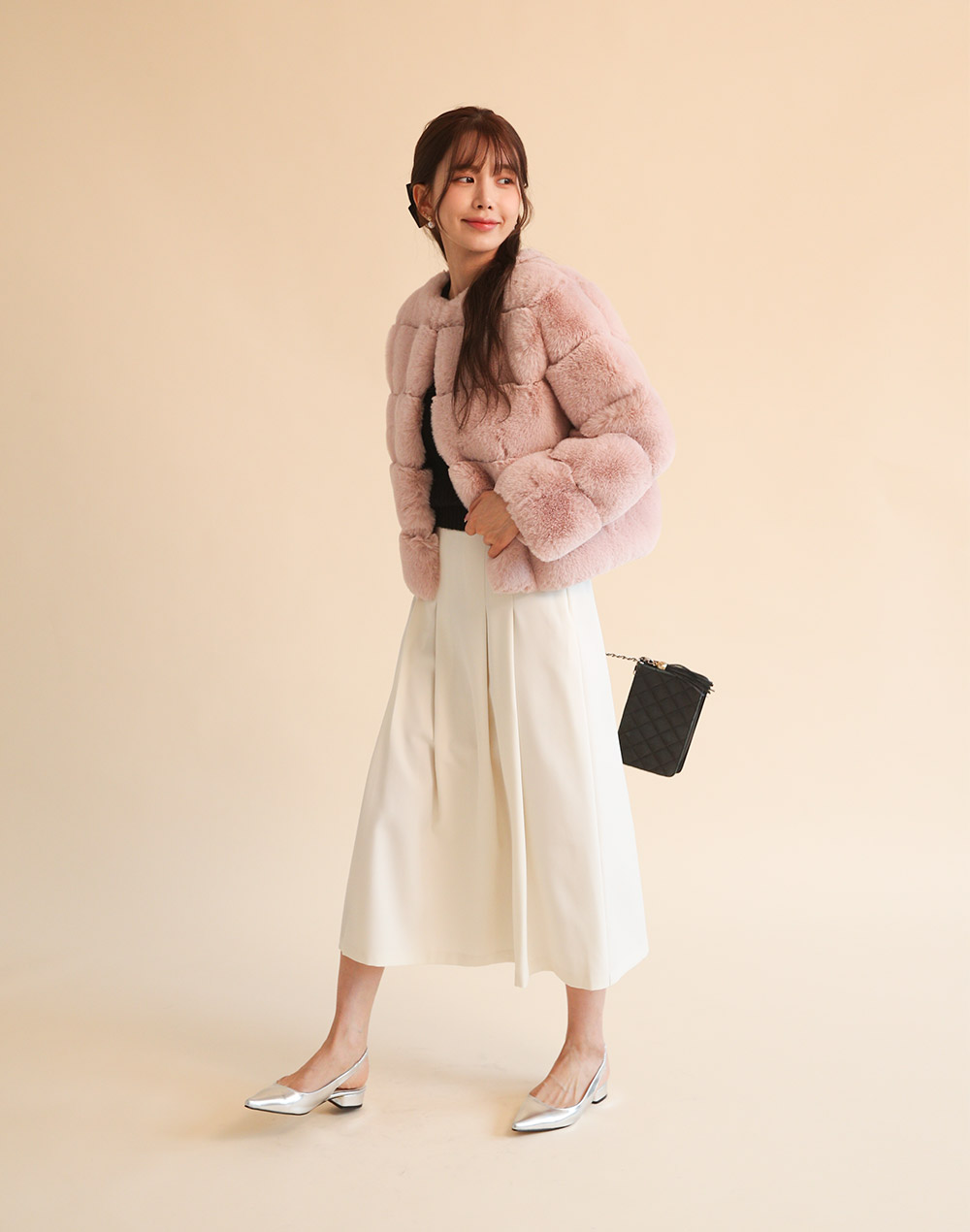 エコファーラインノーカラージャケット | レディースファッション通販