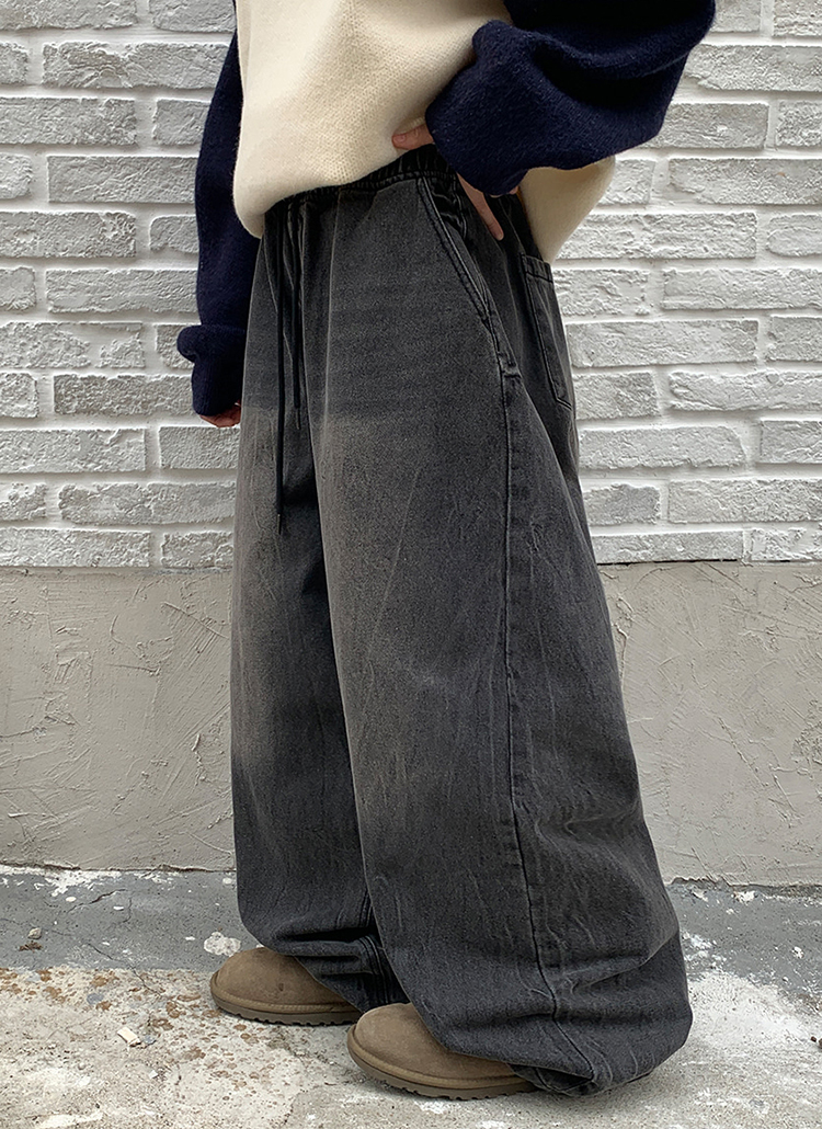 ハグオーワー CLOTH&CROSS裾フリンジカーブデニム バルーンデニム 新品