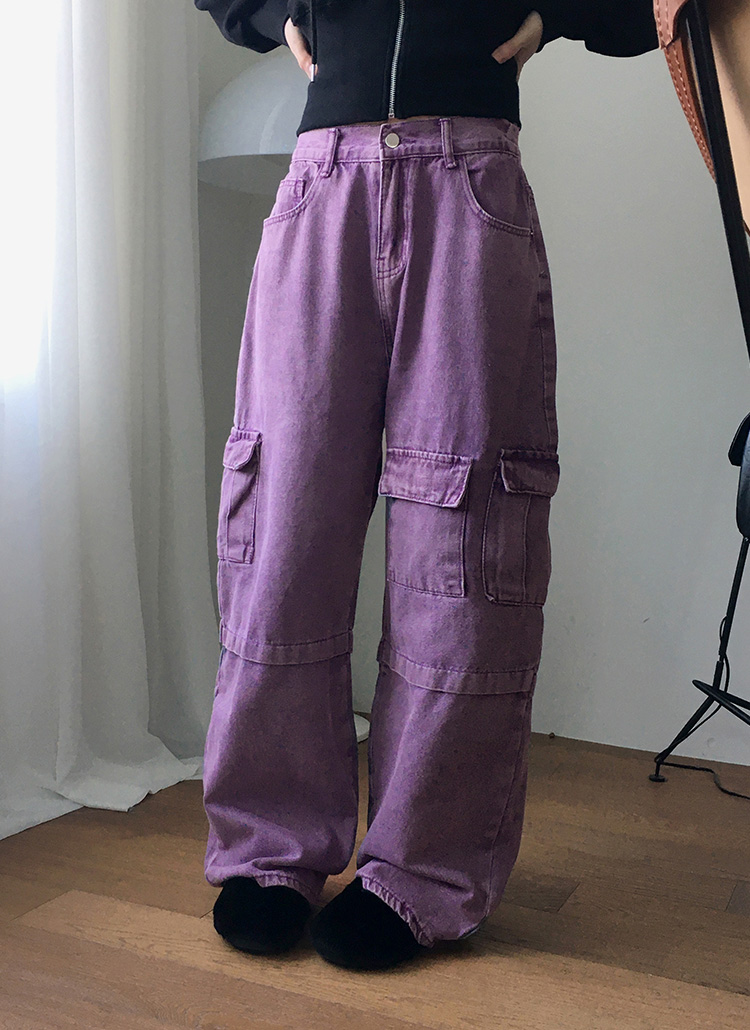 ピグメントパープルカーゴデニムパンツ | レディースファッション通販