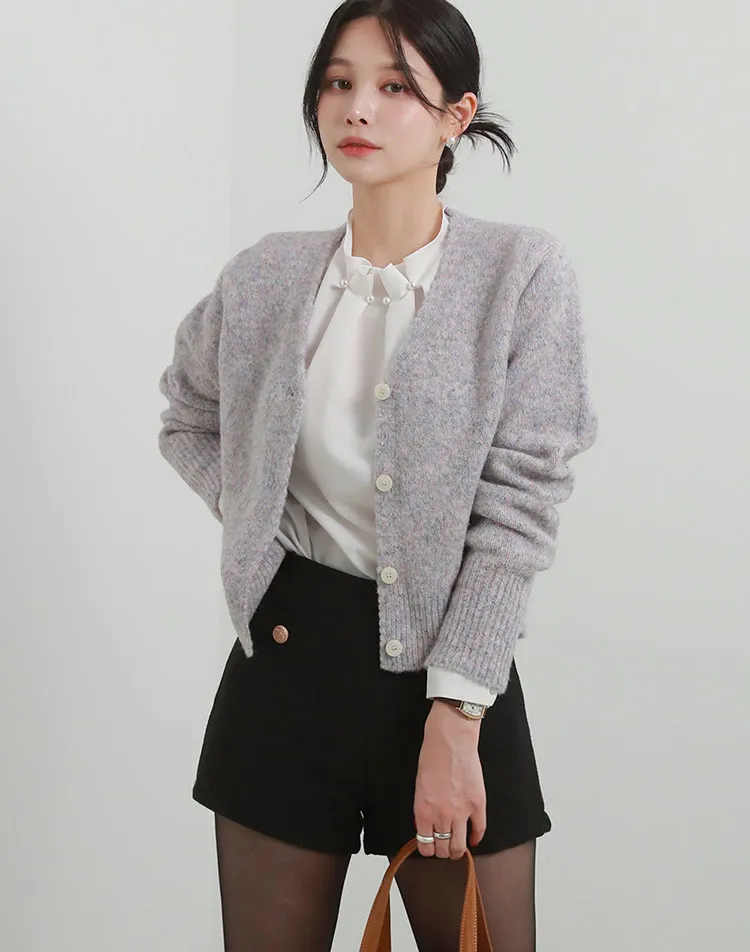 ウール混メランジVネックカーディガン | DHOLIC | 詳細画像1