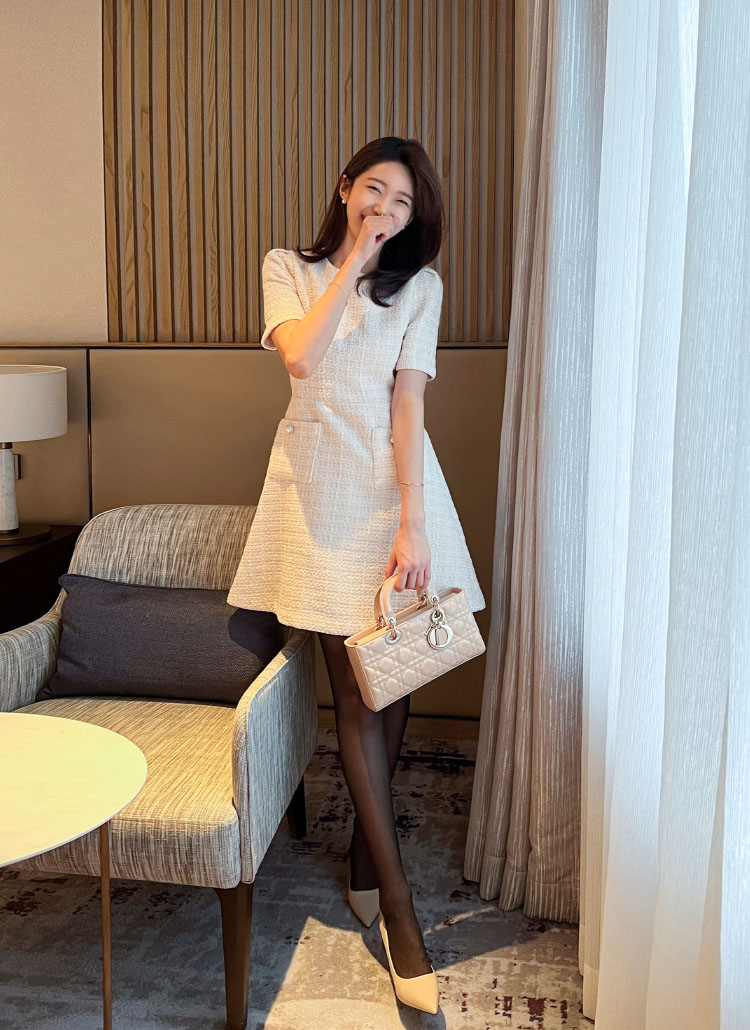 self-portrait ミニワンピース 半袖 ツイード ツイード半袖ミニワンピース | レディースファッション通販 - DHOLIC