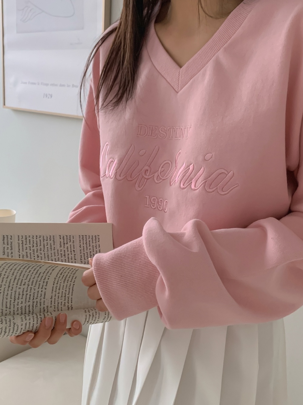 Vネック刺繍レタリングスウェット | 詳細画像11