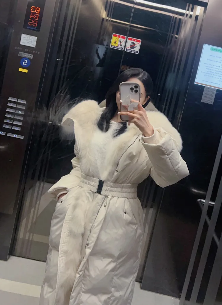 ベルト付ボリュームファーロングダウンジャンパー | darlingmoon | 詳細画像1