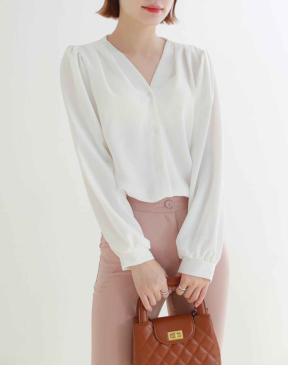 ストラップ付Vネックパフスリーブブラウス | DHOLIC | 詳細画像13