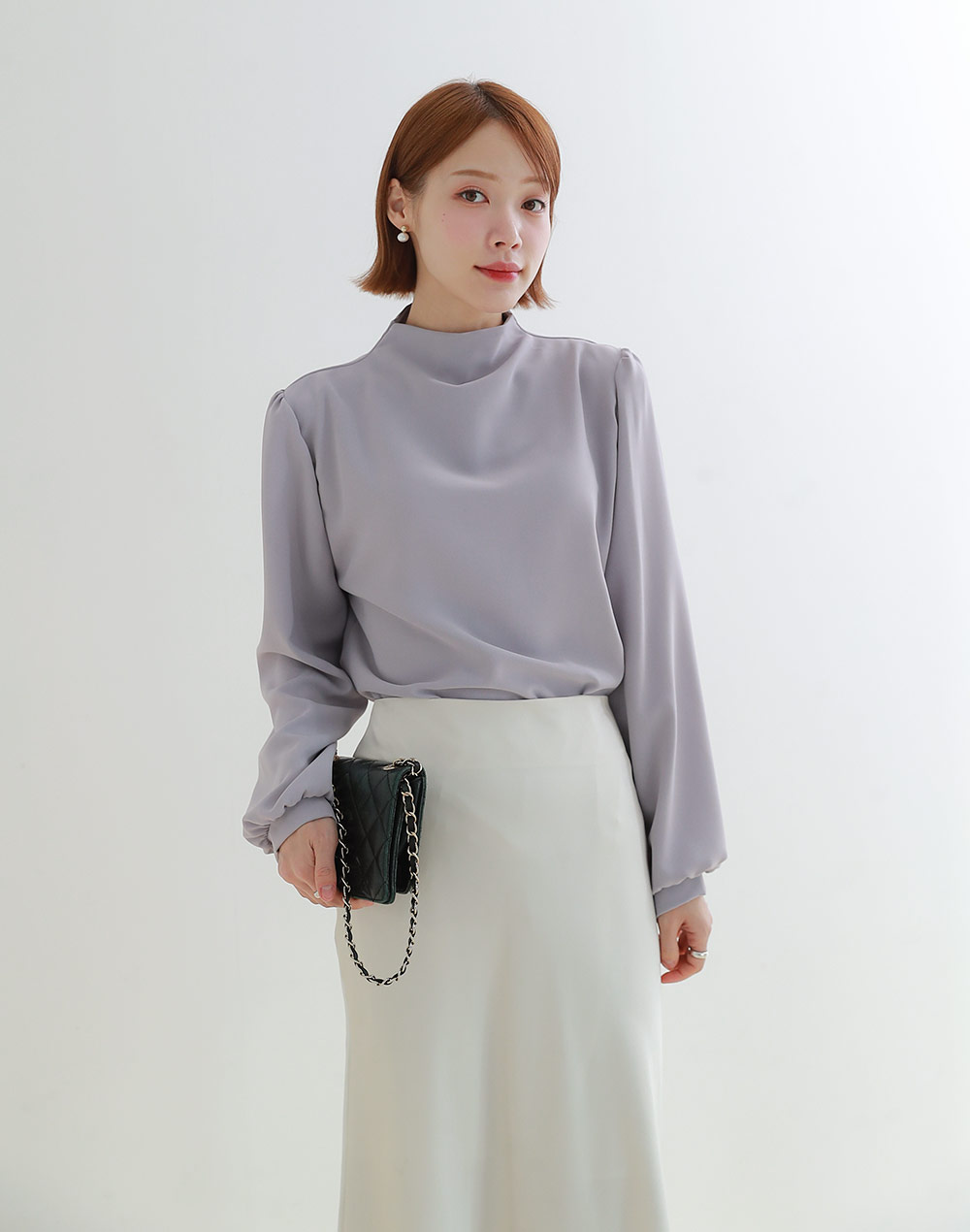 ハーフネックパフスリーブブラウス | DHOLIC | 詳細画像3