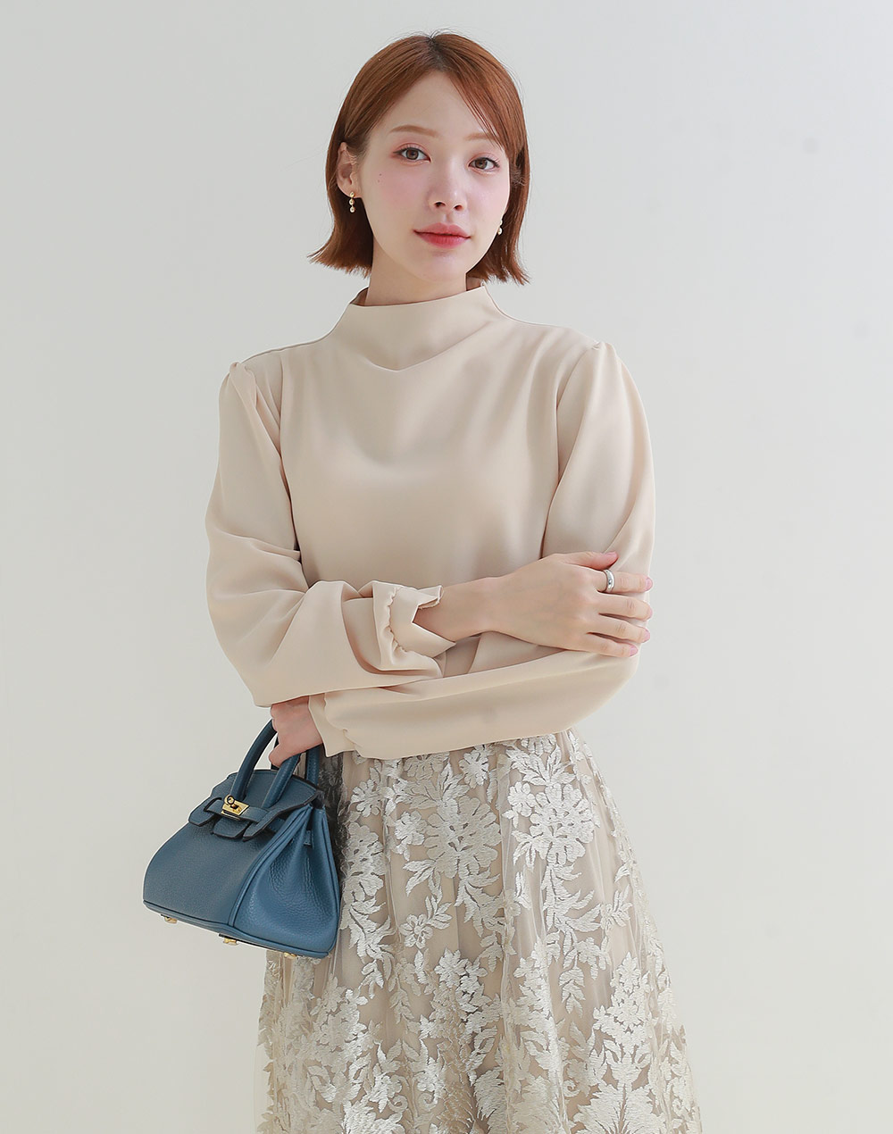 ハーフネックパフスリーブブラウス | DHOLIC | 詳細画像6