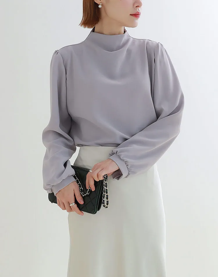 ハーフネックパフスリーブブラウス | DHOLIC | 詳細画像1