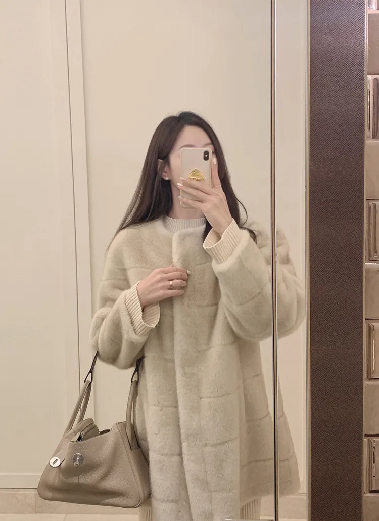 DazyClair【大人気商品】袖ファーコート ノーカラーコート 平滑