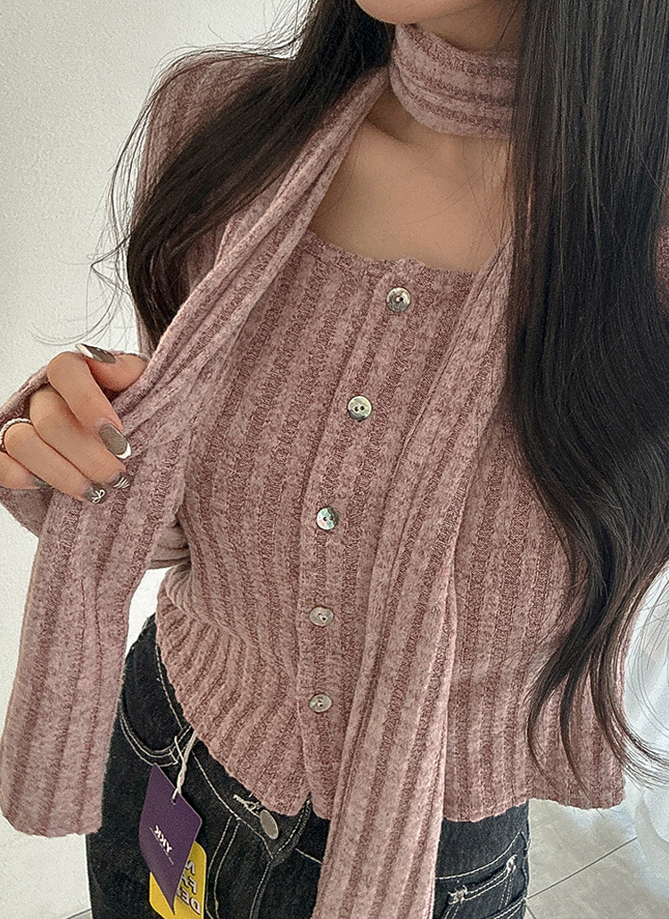 マフラー付 カーディガン ティティベイト titivate マフラー付きカーディガン （レッド