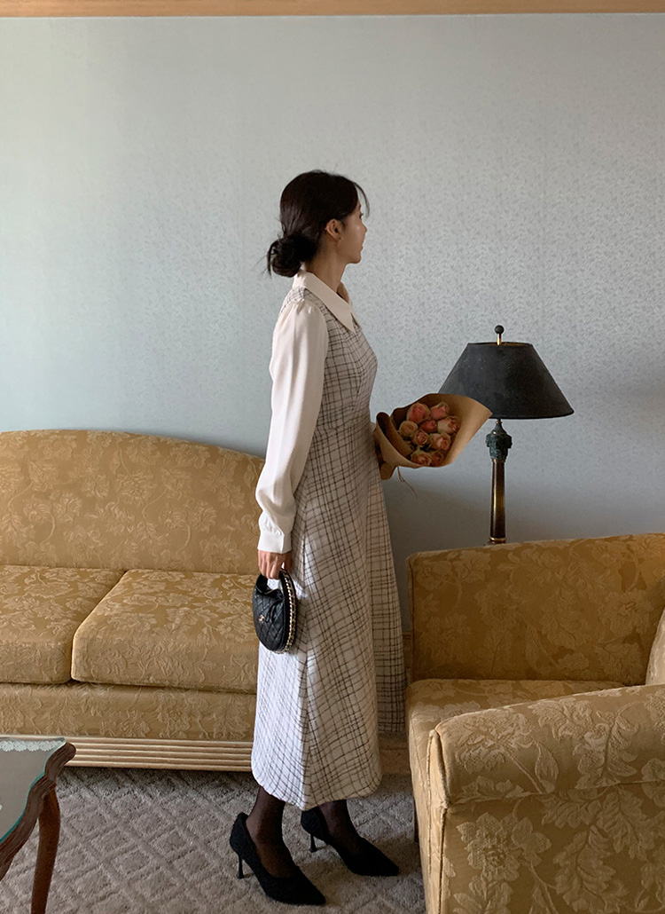 ツイード配色カラーネックワンピース | レディースファッション通販