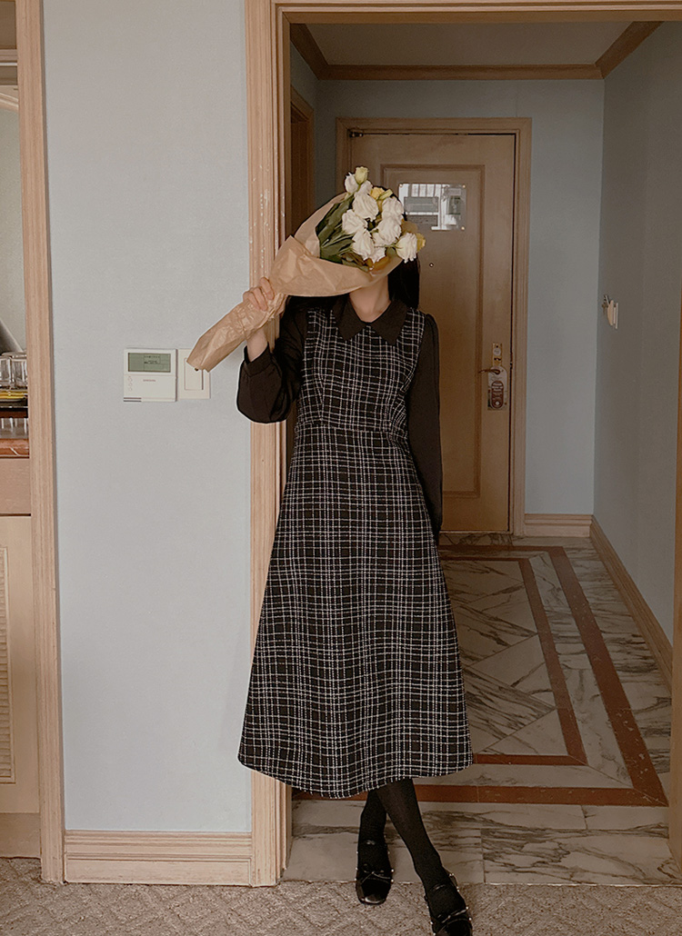 ツイード配色カラーネックワンピース | レディースファッション通販