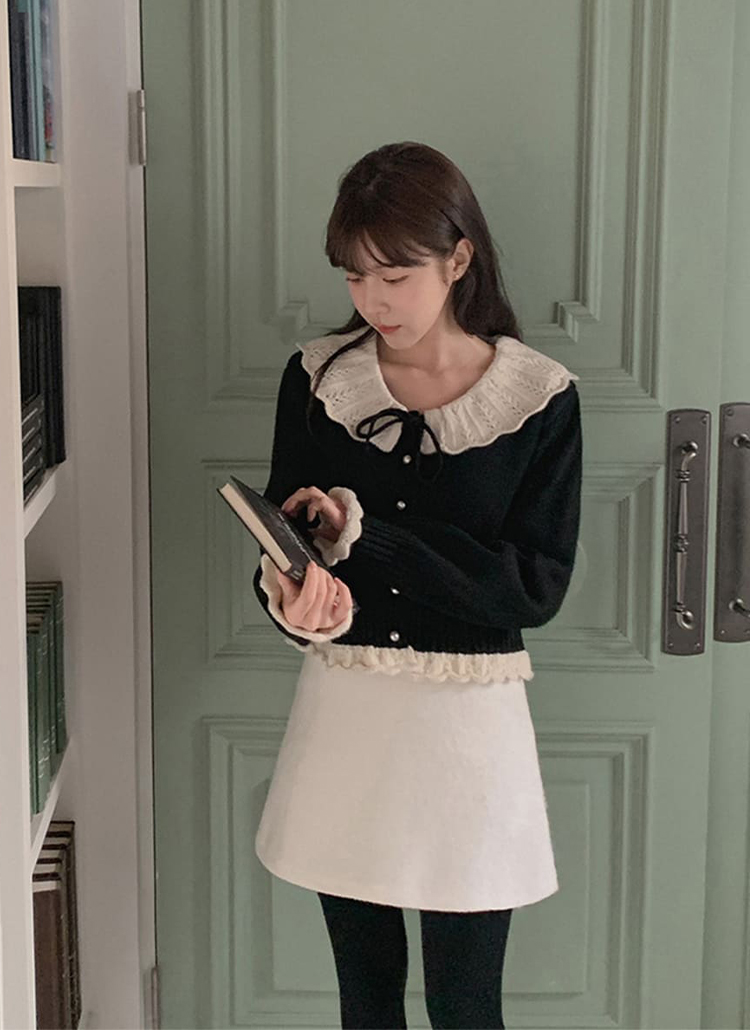 フリルカラーニットカーディガン | レディースファッション通販 - DHOLIC