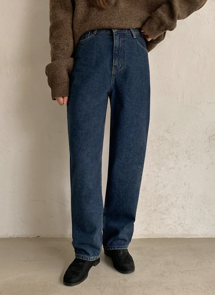 裏起毛バックゴムストレートデニムパンツ | hotping | 詳細画像1