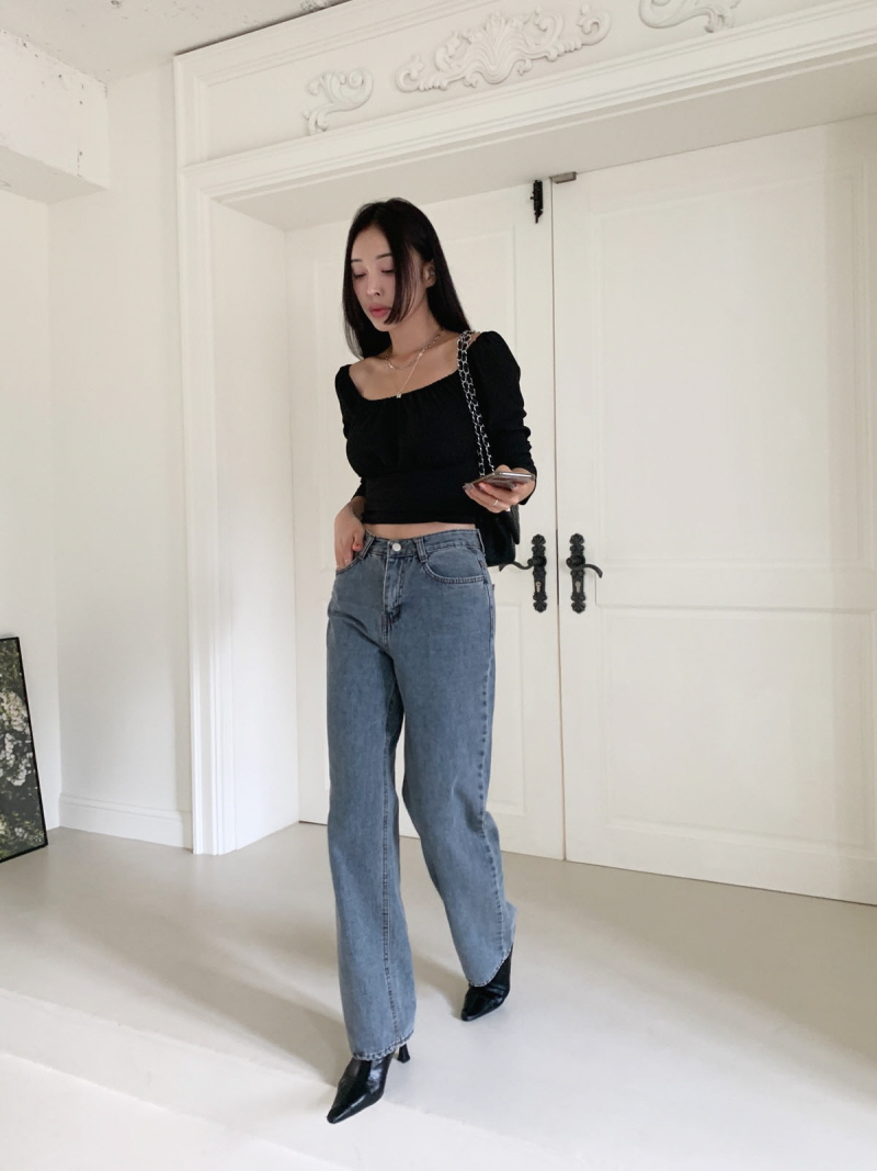 フルレングスストレートデニムパンツ | レディースファッション