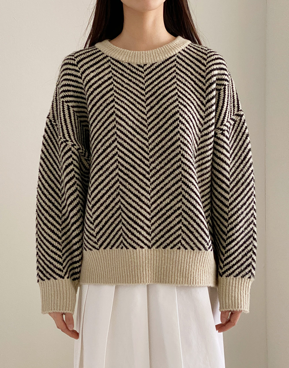 ヘリンボーンパターンルーズニット | DHOLIC | 詳細画像14