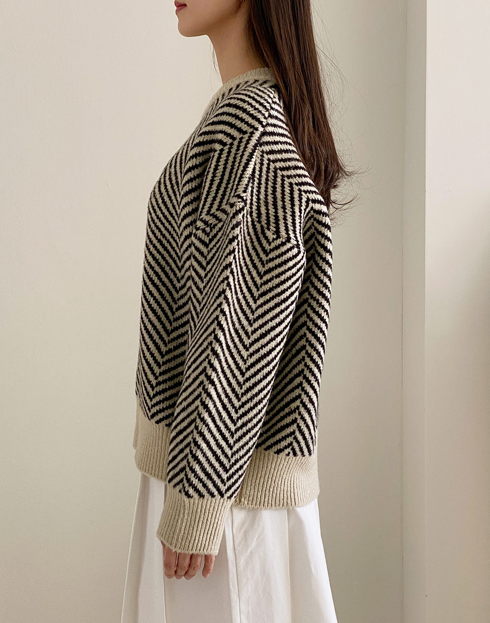 ヘリンボーンパターンルーズニット | DHOLIC | 詳細画像15