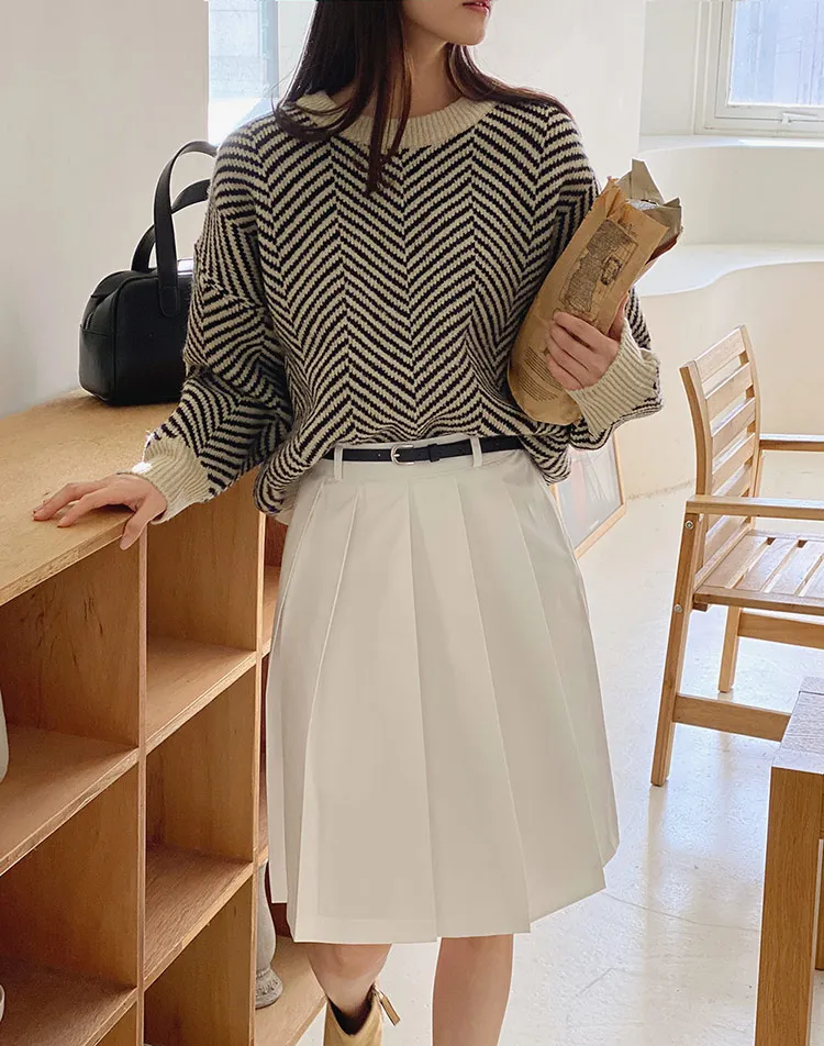 ヘリンボーンパターンルーズニット | DHOLIC | 詳細画像1