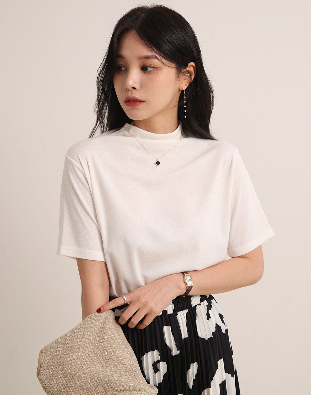 ハーフネック半袖Tシャツ | DHOLIC | 詳細画像2
