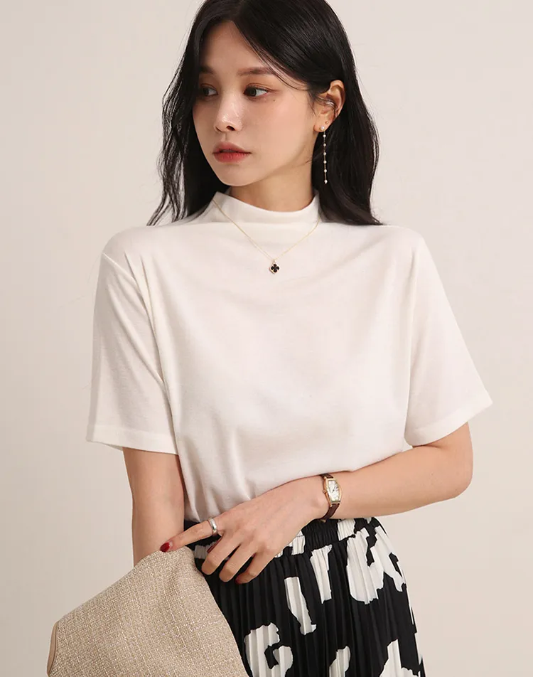 ハーフネック半袖Tシャツ | DHOLIC | 詳細画像1