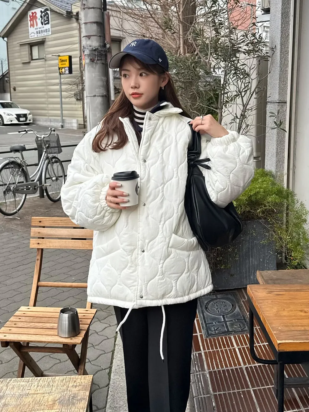 グリーン・イエロー キルティングジャケット Sサイズ （ボア裏地  