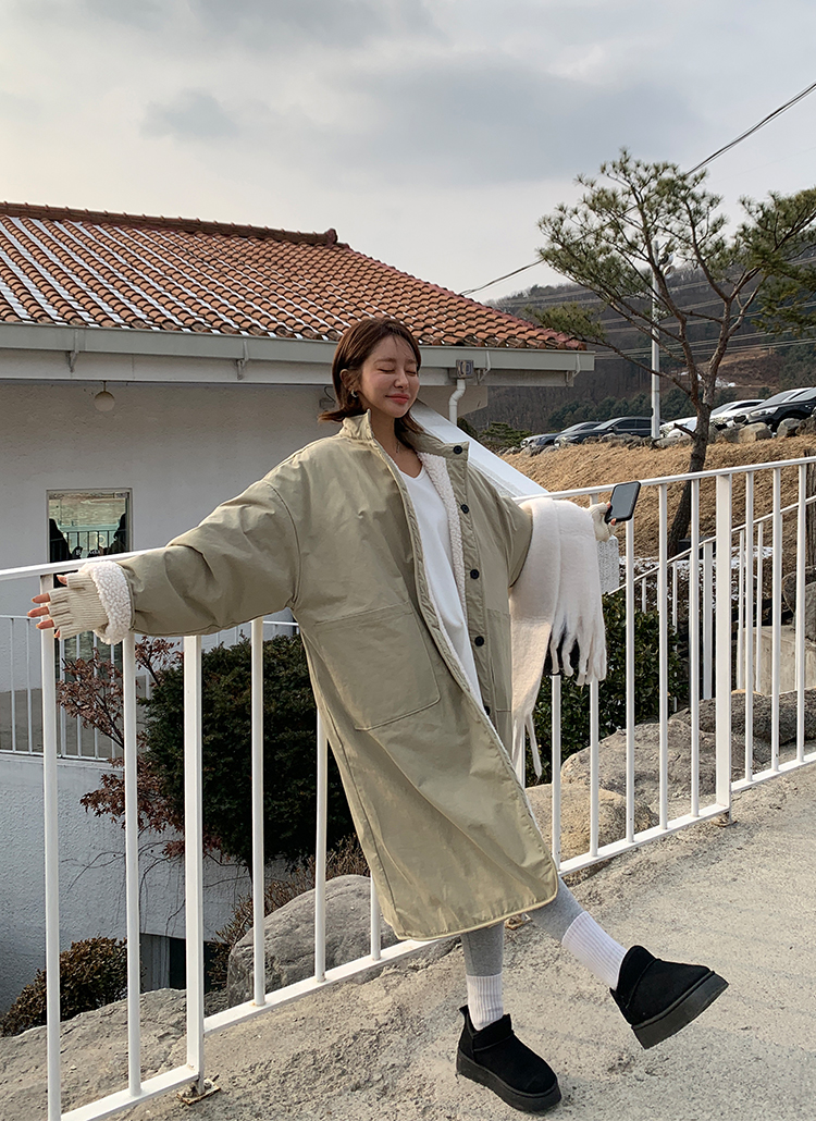 リバーシブルボアロングコート | レディースファッション通販 - DHOLIC