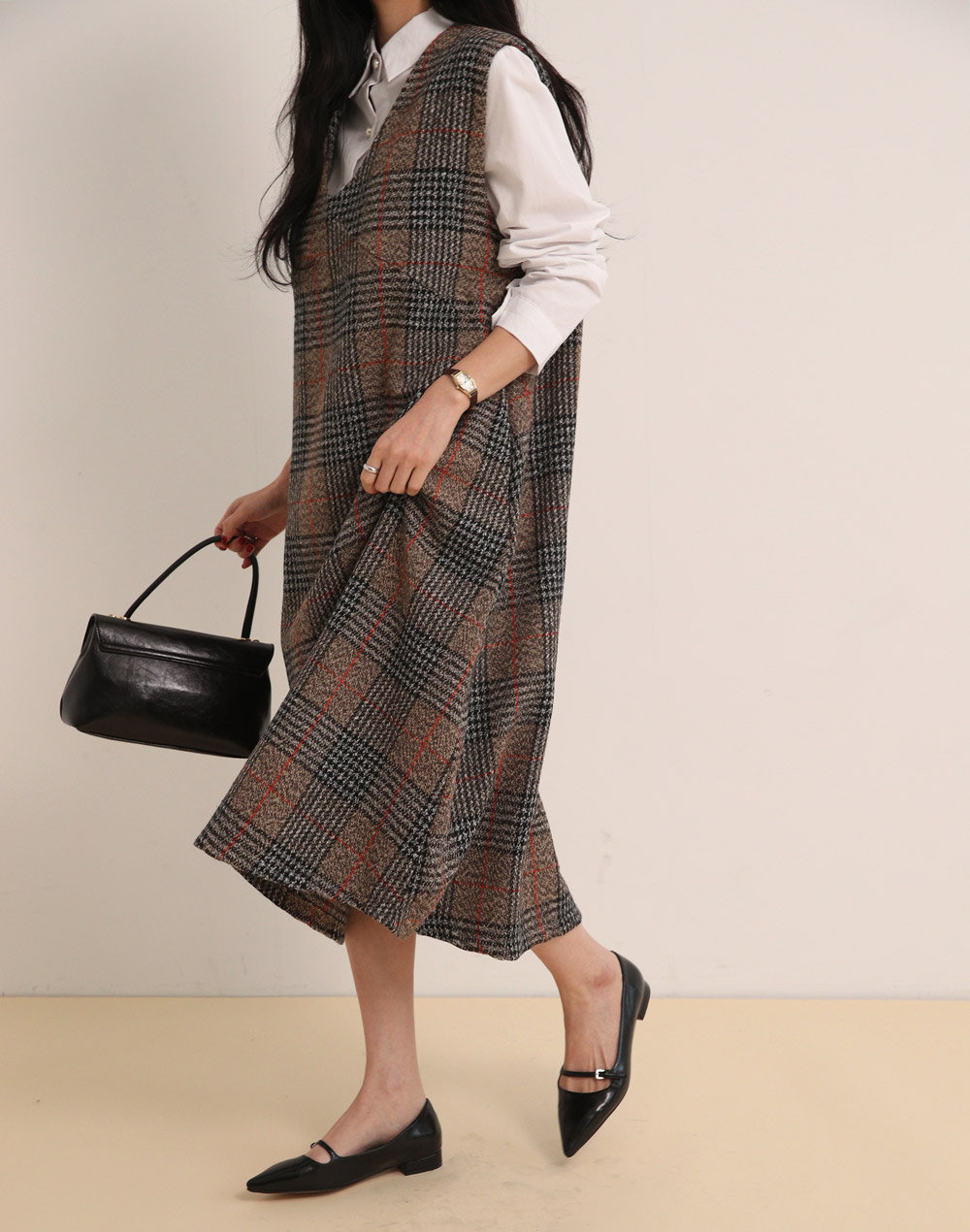 チェックノースリAラインワンピース | DHOLIC | 詳細画像3