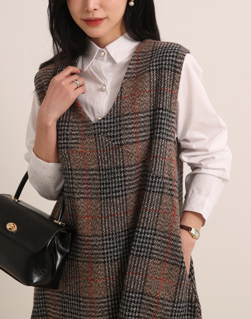 チェックノースリAラインワンピース | DHOLIC | 詳細画像4