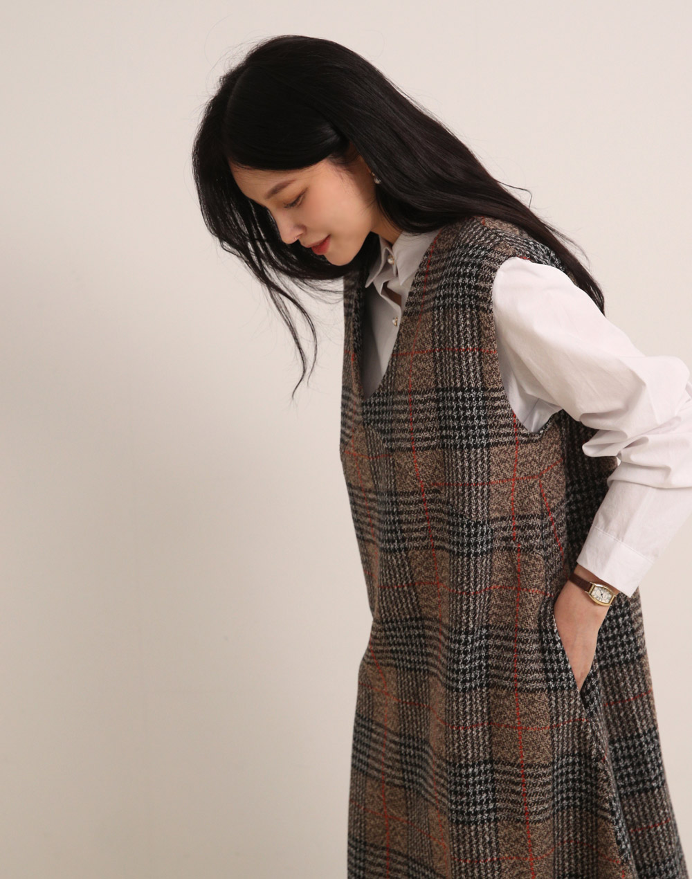 チェックノースリAラインワンピース | DHOLIC | 詳細画像7